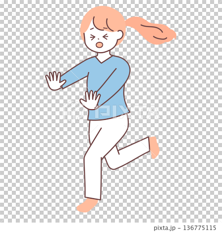 何かに追われている女性|シンプルでミニマルなかわいいイラスト 何かに追われている女性|シンプルでミニマルなかわいいイラスト 136775115