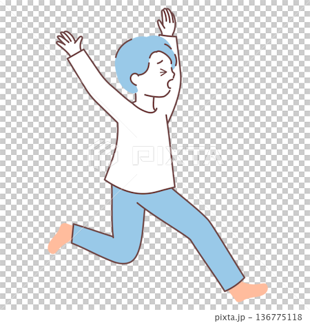 A man being chased by something | Simple, minimalist, cute illustration A man being chased by something | Simple, minimalist, cute illustration 136775118
