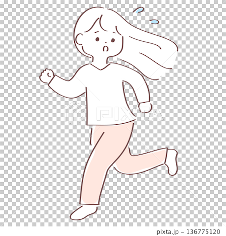 一幅可愛的女孩逃跑的插圖 136775120