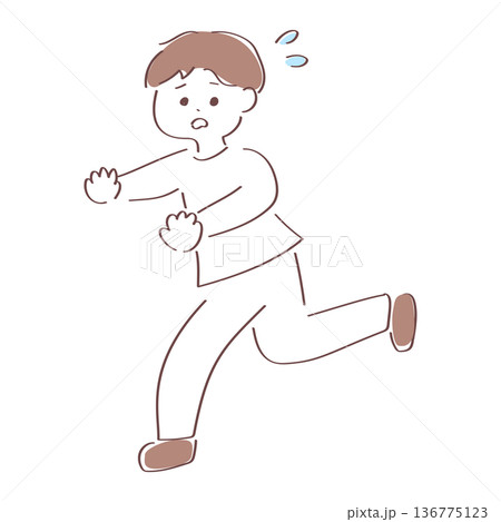 逃げる男の子のゆるかわいいイラスト 136775123