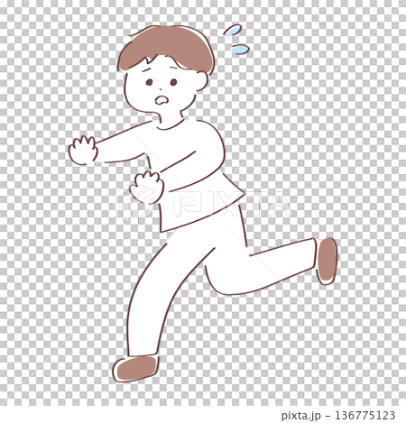 一幅可愛的男孩逃跑的插圖 136775123