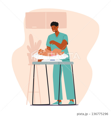 Pediatrician Weigh Baby To Track Growth, Assess Nutrition And Ensure Development Milestones Are Met Pediatrician Weigh Baby To Track Growth, Assess Nutrition And Ensure Development Milestones Are Met 136775296