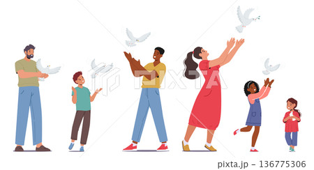 Character Release White Doves in A Symbol Of Peace And Unity, Their Graceful Flight Embodying Hope And Harmony Character Release White Doves in A Symbol Of Peace And Unity, Their Graceful Flight Embodying Hope And Harmony 136775306