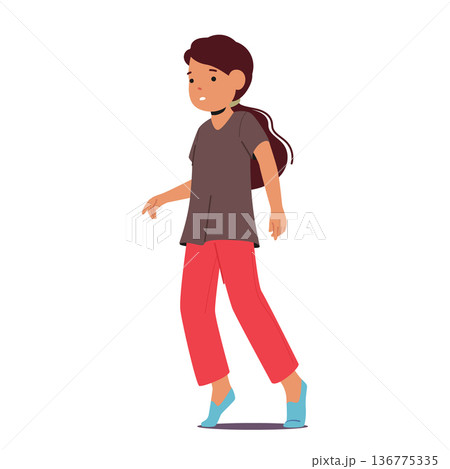Young Girl Character Tiptoeing, Exhibits Potential Signs Of Autism, Cartoon People Vector Illustration Young Girl Character Tiptoeing, Exhibits Potential Signs Of Autism, Cartoon People Vector Illustration 136775335