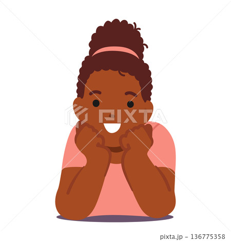 Young Girl Character Lies On Her Stomach, Propping Cheeks, Lost In Dreams and Soaring in Imagination Vector Illustration 136775358