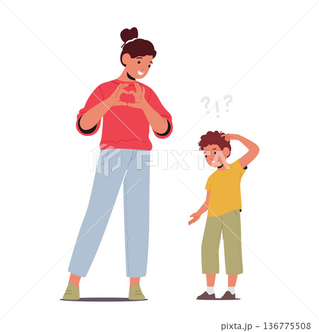 Young Boy Struggles With Understanding Emotions, A Common Symptom Of Autism. Difficulty Reading Facial Expressions 136775508