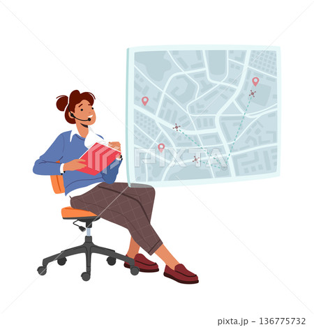 Female Operator Managing Modern Delivery System That Employs Unmanned Aerial Vehicles To Transport Packages 136775732