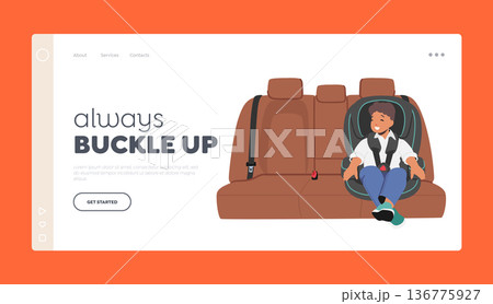 Comfortable Safety Travel Landing Page Template. Kid Character Sitting On Car Seat, Baby Boy On Vehicle Board Comfortable Safety Travel Landing Page Template. Kid Character Sitting On Car Seat, Baby Boy On Vehicle Board 136775927
