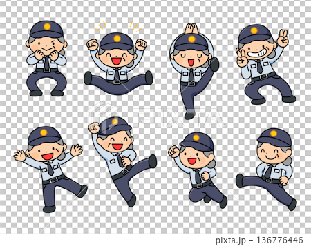 女性警備員のイラストセット(おばあさん) 136776446
