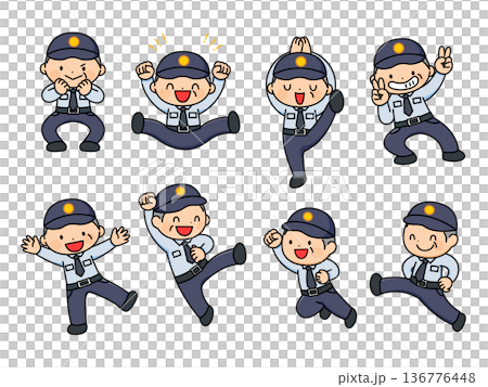 男性警備員のイラストセット(おじいさん) 136776448