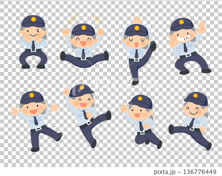 女性警備員のイラストセット(おばあさん) 女性警備員のイラストセット(おばあさん) 136776449