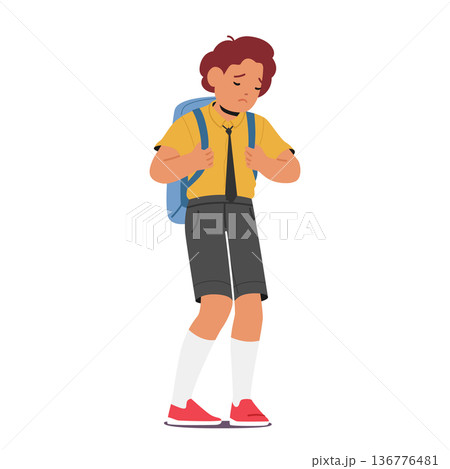 Unhappy School Boy Character, Disheartened Child Displaying Signs Of Sadness And Discontent, Cartoon Vector Illustration Unhappy School Boy Character, Disheartened Child Displaying Signs Of Sadness And Discontent, Cartoon Vector Illustration 136776481