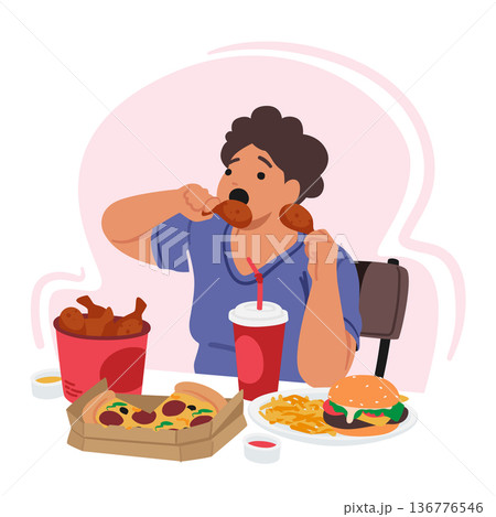 Obsessive Eating Disorder Struggles With Her Addiction, Using Food As A Coping Mechanism For Her Emotional Pain 136776546