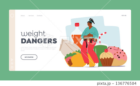 Weight Danger Landing Page Template. Obese Woman Struggles To Zip Up Undersized Pants Due To Her Excess Weight 136776584