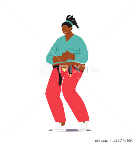 Obese Woman Struggles To Zip Up Undersized Pants Due To Her Excess Weight, Highlighting The Issues 136776686