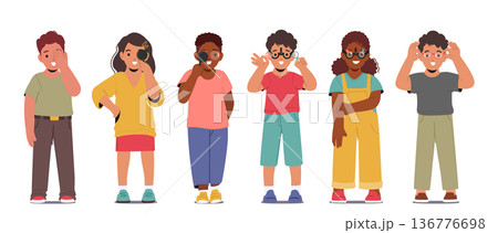 Children Undergo Ophthalmological Vision Check-ups, Where Eye Specialists Assess Their Visual Health Vector Illustration 136776698