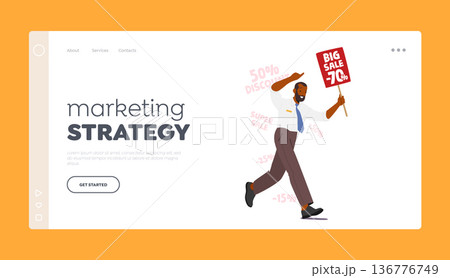 Marketing Strategy Landing Page Template. Persistent Marketer Aggressively Promoting Their Product With Incentives 136776749