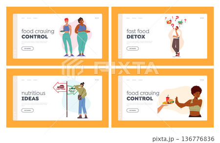 Dilemma of Nutritious Choice Landing Page Template Set. Characters Choosing Between Healthy And Unhealthy Foods Dilemma of Nutritious Choice Landing Page Template Set. Characters Choosing Between Healthy And Unhealthy Foods 136776836