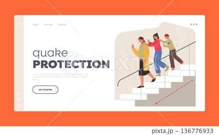 Quake Protection Landing Page Template. Frightened Characters Support And Cling To One Another During Earthquake Quake Protection Landing Page Template. Frightened Characters Support And Cling To One Another During Earthquake 136776933