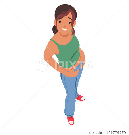 Curious Woman Gazes Upward, Her Face Tilted Towards The Sky, Viewed From Above, Capturing A Moment Of Wonder Curious Woman Gazes Upward, Her Face Tilted Towards The Sky, Viewed From Above, Capturing A Moment Of Wonder 136776970