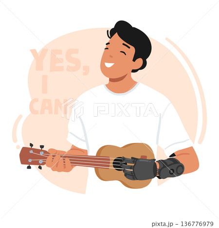 Man Strums Ukulele With A Prosthetic Arm, Demonstrating The Limitless Potential Of Adaptive Technology Man Strums Ukulele With A Prosthetic Arm, Demonstrating The Limitless Potential Of Adaptive Technology 136776979