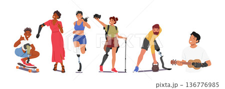 Characters With Prosthesis Use Technology To Replace Lost Limbs Or Body Parts, Allowing Them To Resume Daily Activities Characters With Prosthesis Use Technology To Replace Lost Limbs Or Body Parts, Allowing Them To Resume Daily Activities 136776985