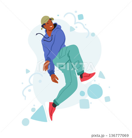 Young African American Male Character Defying Norms With A Daring And Unconventional Pose, Embodying Athleticism 136777069