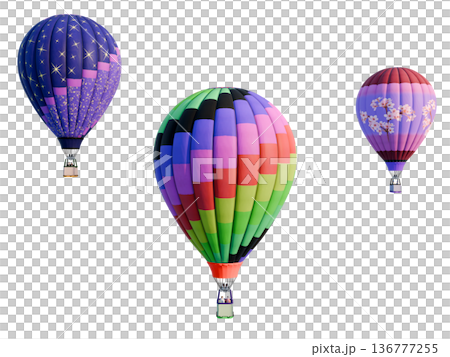 気球-カラフル3機 136777255
