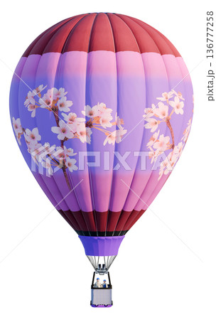 気球-桜 136777258