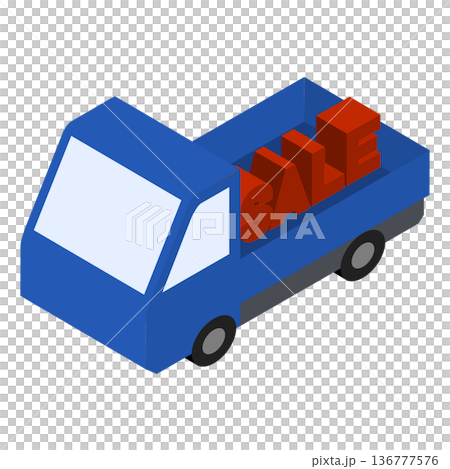 3D illustration of a delivery truck with the word SALE on it 136777576
