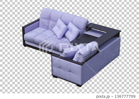sofa isolate on a transparent background, interior furniture, 3D illustration, cg render 136777709