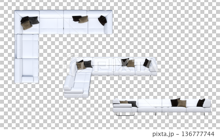 sofa isolate on a transparent background, interior furniture, 3D illustration, cg render 136777744