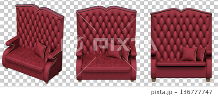 sofa isolate on a transparent background, interior furniture, 3D illustration, cg render 136777747