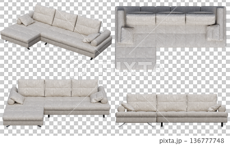 sofa isolate on a transparent background, interior furniture, 3D illustration, cg render 136777748