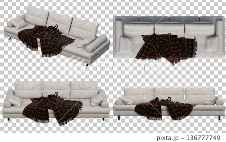 sofa isolate on a transparent background, interior furniture, 3D illustration, cg render 136777749