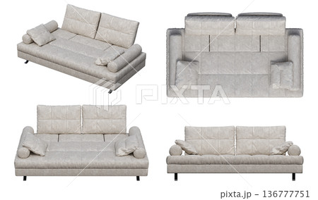 sofa isolate on a transparent background, interior furniture, 3D illustration, cg render 136777751