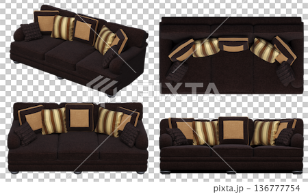 sofa isolate on a transparent background, interior furniture, 3D illustration, cg render sofa isolate on a transparent background, interior furniture, 3D illustration, cg render 136777754