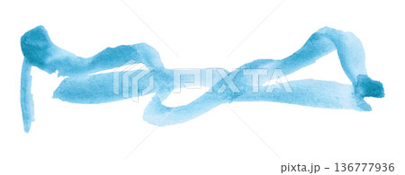Light blue brush isolated on transparent background Light blue watercolor 136777936