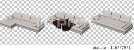 sofa isolate on a transparent background, interior furniture, 3D illustration, cg render 136777971