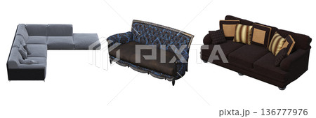 sofa isolate on a transparent background, interior furniture, 3D illustration, cg render sofa isolate on a transparent background, interior furniture, 3D illustration, cg render 136777976