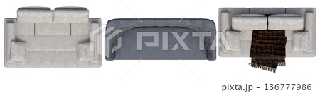 sofa isolate on a transparent background, interior furniture, 3D illustration, cg render 136777986