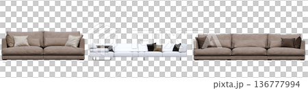 sofa isolate on a transparent background, interior furniture, 3D illustration, cg render 136777994