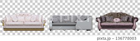 sofa isolate on a transparent background, interior furniture, 3D illustration, cg render sofa isolate on a transparent background, interior furniture, 3D illustration, cg render 136778003