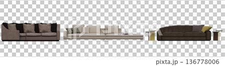 sofa isolate on a transparent background, interior furniture, 3D illustration, cg render sofa isolate on a transparent background, interior furniture, 3D illustration, cg render 136778006