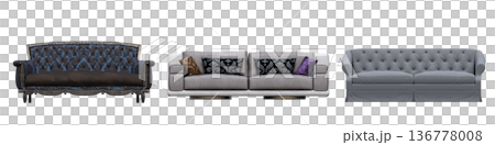 sofa isolate on a transparent background, interior furniture, 3D illustration, cg render 136778008
