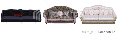 sofa isolate on a transparent background, interior furniture, 3D illustration, cg render 136778017