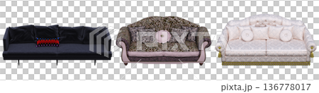 sofa isolate on a transparent background, interior furniture, 3D illustration, cg render 136778017