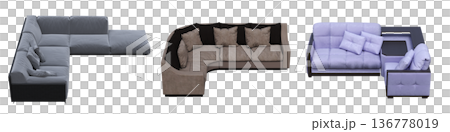 sofa isolate on a transparent background, interior furniture, 3D illustration, cg render 136778019