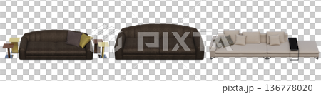 sofa isolate on a transparent background, interior furniture, 3D illustration, cg render 136778020