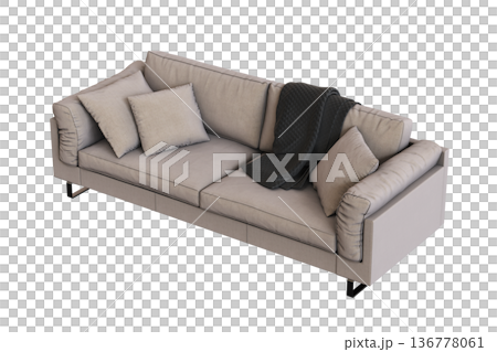 sofa isolate on a transparent background, interior furniture, 3D illustration, cg render sofa isolate on a transparent background, interior furniture, 3D illustration, cg render 136778061